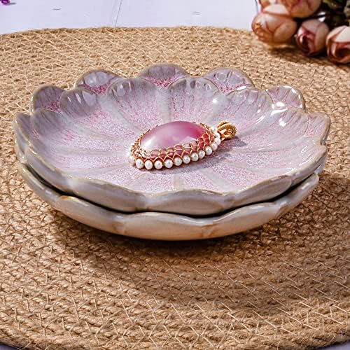 Porcelain Jewelry Tray Set of 2, 4.3'' Lotus Shaped Small Trinket Dishes - Image 4