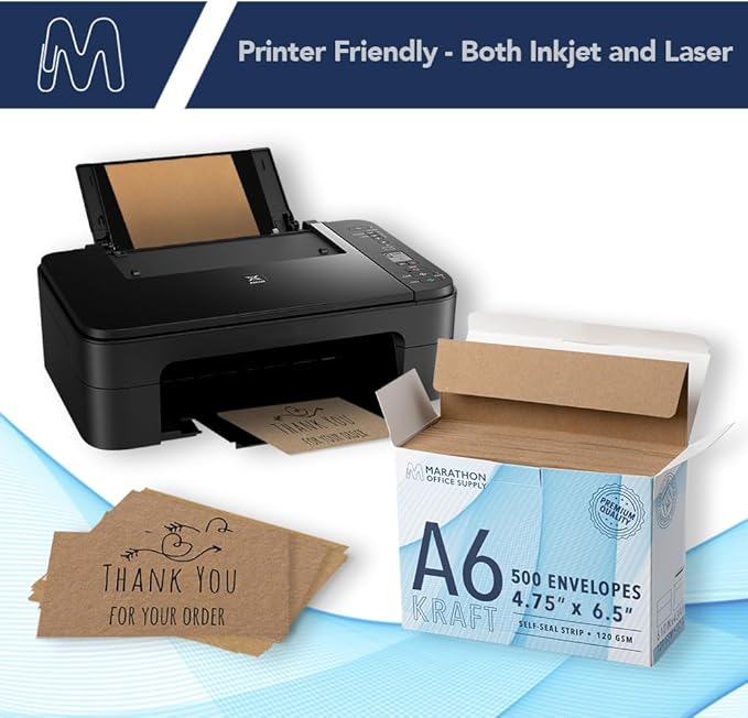MOS A6 Kraft Envelopes 4.75 x 6.5 Inch 500 Pack — Brown Self-Seal Heavyweight Invitation Envelopes for Greeting Cards, Gift Cards, Weddings, Business Mailings, Thank You Cards