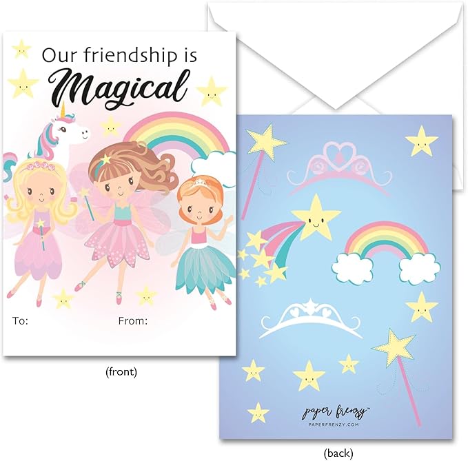 Paper Frenzy Fairy Themed Valentine Cards WITH ENVELOPES- 25 Pack