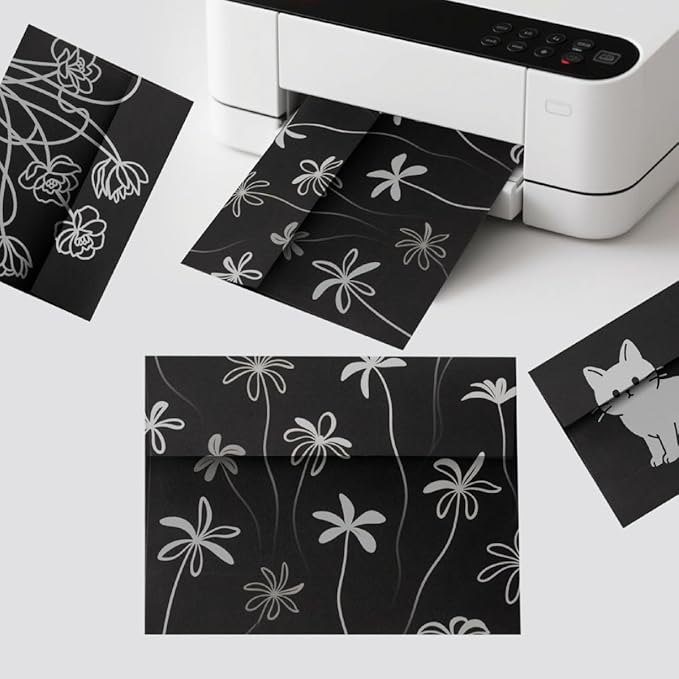 Keketer A7 Black 5x7 Envelopes 50 Pack Self - Seal, for 5x7 Cards, Weddings, Invitations, Baby Shower 5.25 x 7.25 Inches