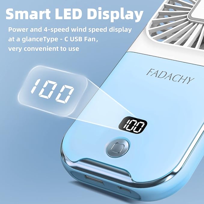FADACHY Portable Fan Rechargeable, Mini Handheld Fan 3000mAh Battery Operated Small Desk Fan for Office Outdoor Indoor
