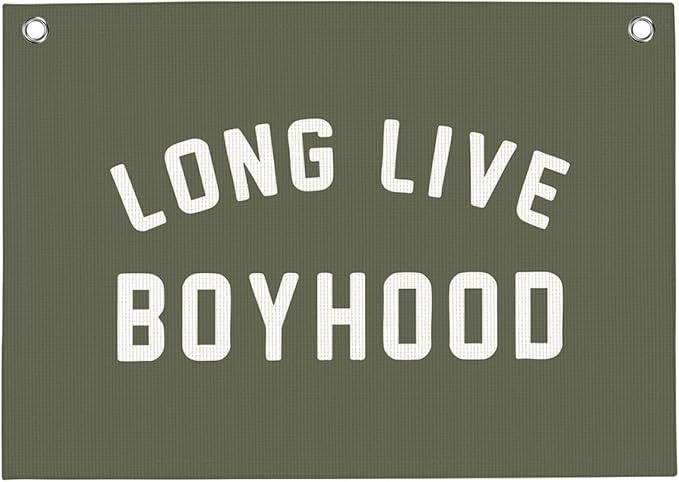 Dark Green Long Live Boyhood Boys Room Playroom Wall Decor Vintage Sports Decor for Nursery Playroom Kids Bedroom Dorm Toddler Decorations 22x28 Inch