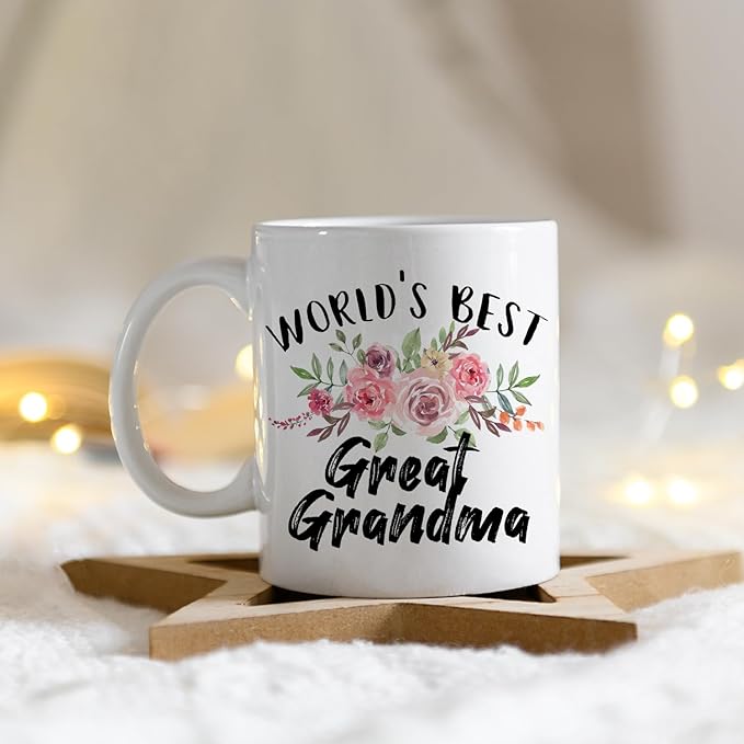IWXYI Great Grandma Mug, World's Best Great Grandma Ceramic Coffee Mug Cup 11 Ounce