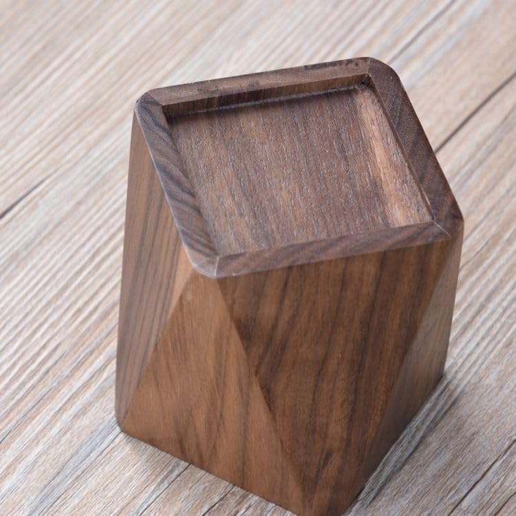 Wooden Pen Holder for Desk, Multi-Functional Pen Cup Pencil Holder for Office School Supplies Storage, Black Walnut Desk Organizer and Accessories（Prismatic） - Image 5