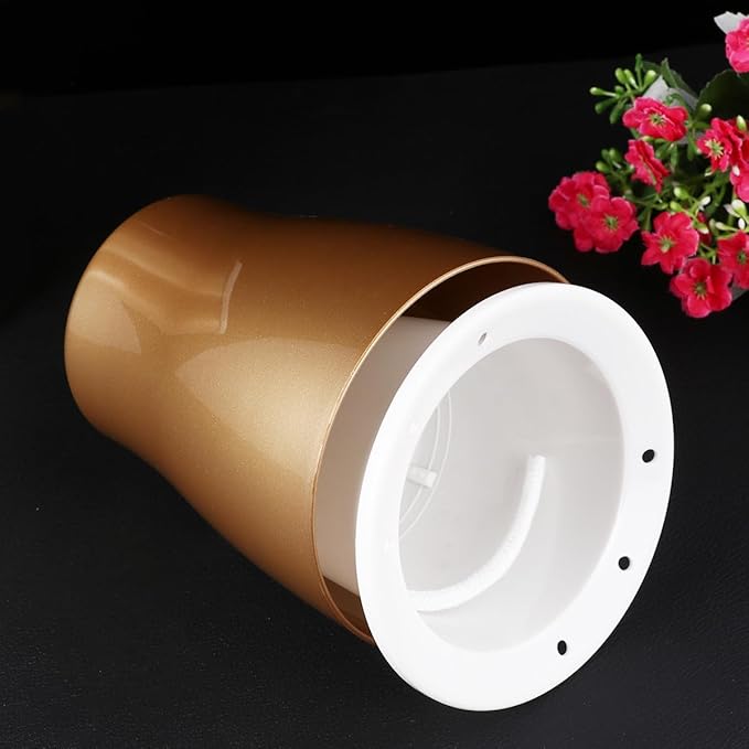 VANZACK 2pcs Self-Watering Plastic Flower Pots Plant Holders with Water Storage Large Size for Indoor Gardening Home Decor Golden Color
