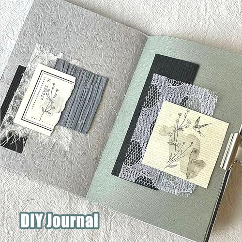 Aromoty 15 sheets Handmade Scrapbook Paper Craft Mesh Fabric Scrapbooking Supplies Aesthetic Morandi Textured Special Paper Mix for Junk Journal Journaling DIY Materials, 5.1x7.02 inches - Image 5