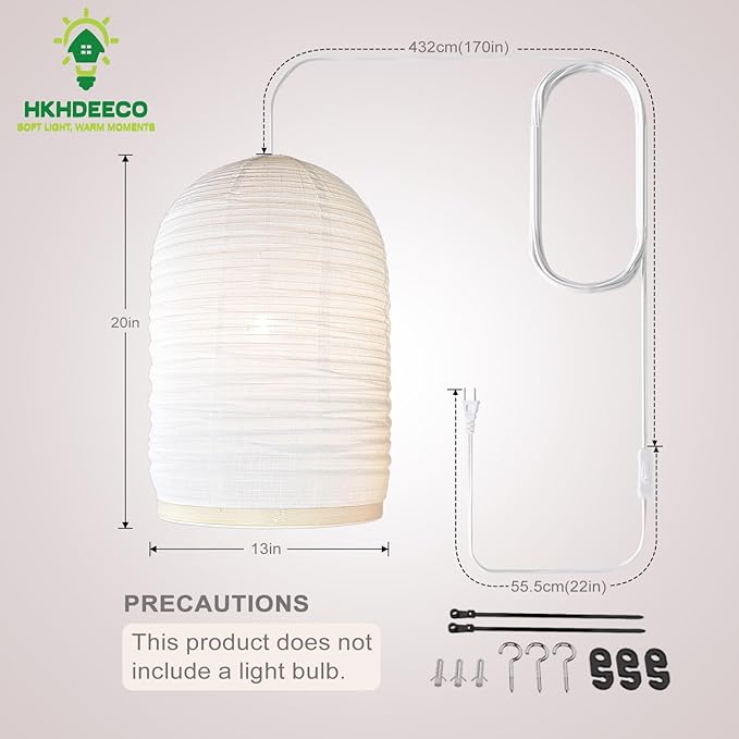 plug in pendant light E26 base 20 inch Japandi Linen & Bamboo Pendant Light Beige fabric lamp for Zen Bedroom, Scandinavian Living Room, Window Display, Minimalist Home Gift