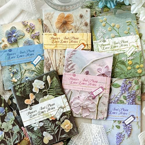 138Pcs Scrapbook Paper Textured Journaling Scrapbooking Supplies Kit Decorative Craft Paper Assorted for Junk Journals Card Crafts Making, Flower Grass Letter by Unknown