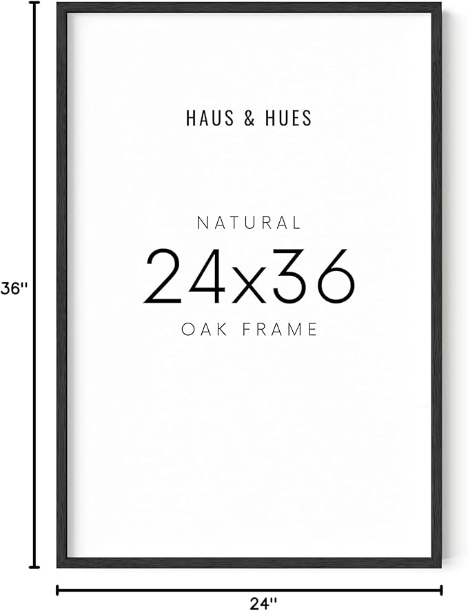 HAUS AND HUES 24x36 Black Oak Frame - Standalone Wooden Poster Holder for Large Wall Displays