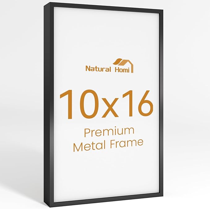 10x16 Aluminum Metal Picture Frame,Tempered Glass Black Photo Frame 10x16 for Family Photo,Posters,Art,Document to Wall Mount Horizontally or Vertically