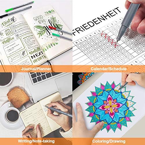 Shuttle Art Fineliner Colored Pens, 100 Colors 0.38mm Fine Point Pens with Stencils & Adult Coloring Books for Coloring, Drawing, Detailing, Writing Note Taking Calendar and Journal Art Projects - Image 7