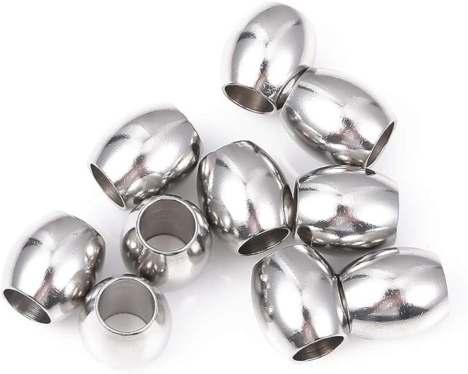 Stainless Steel Spacer Beads 10x11mm Oval Loose Charm Caps Beads for DIY Jewelry Making 10pcs with 6mm Hole