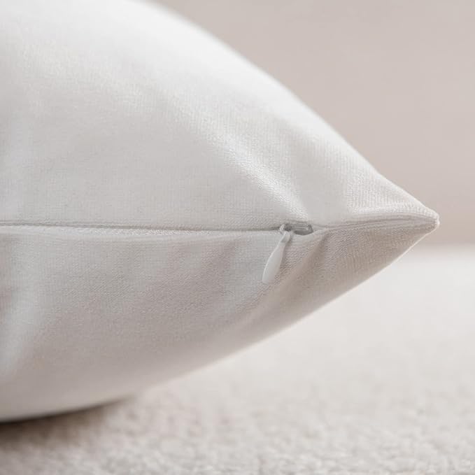 Decorative Pillow Cases 20x20 White: 2 Pack Cozy Soft Polyester Square Throw Pillow Covers for Farmhouse Home Decor
