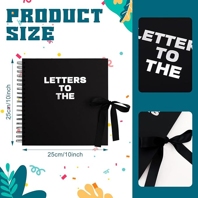BINBE 10 x 10 Inch Letters to The Grad Scrapbook School Memory Book DIY Blank Paper Scrapbook Photo Album Book Sign with Pearl Stickers, Metallic Letters, Bows Black