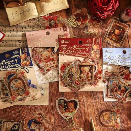 Alideco 120pcs Scrapbook Stickers Vintage Cute Bear's Romantic Cottage Scrapbooking Junk Journal Crafts Embelishment Decoration Stickers (xiaoxionglangmanwu) by Alideco
