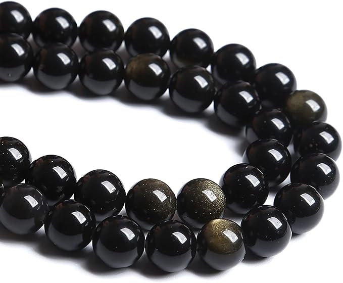 4MM 86PCS Natural Stone Golden Obsidian Loose Spacer Beads for Jewelry Making DIY Bracelet