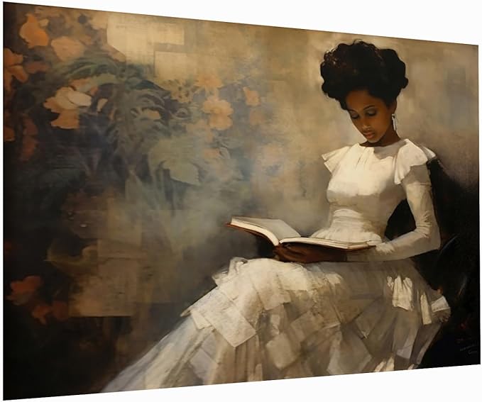 Vintage Black Female Portrait Reading Book,Black Women Vintage Art,Black Woman Print Art,Victorian African Female American Portrait,Reading Lovers Room Decor,Present For Mom20x30Unframed