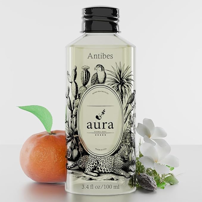 A U R A - Antibes Fragrance Oil for Waterless Scent Diffuser - Inspired by D.ior-Addict | | 3.4 fl oz / 100 ml Essential Oil Blend for Aromatherapy & Hotel Collection Diffuser