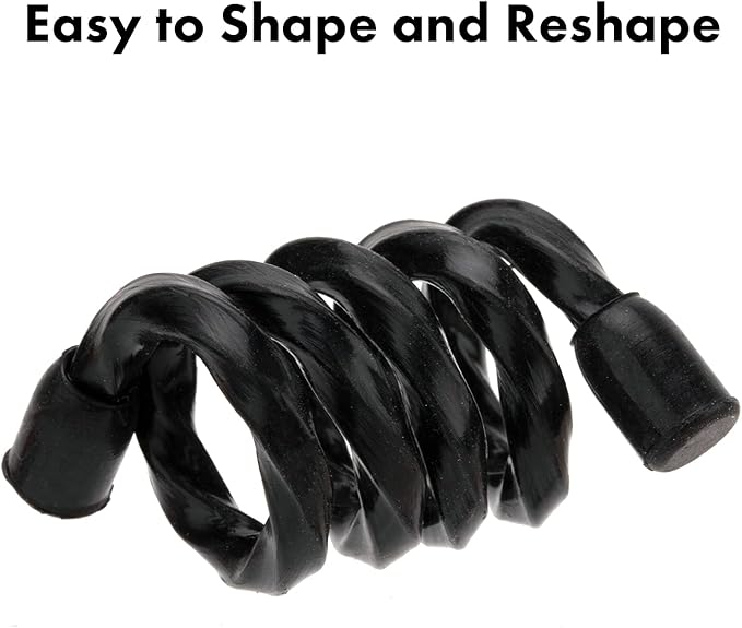 Gesipor 6 PCS 24-Inch Silicone Cable Ties Dia 5mm Reusable Steel-Core Rubber Twist Ties Bendable Cable Ties for Bundling and Holding, All Purpose Cord Tie for Indoor and Outdoor (Black)