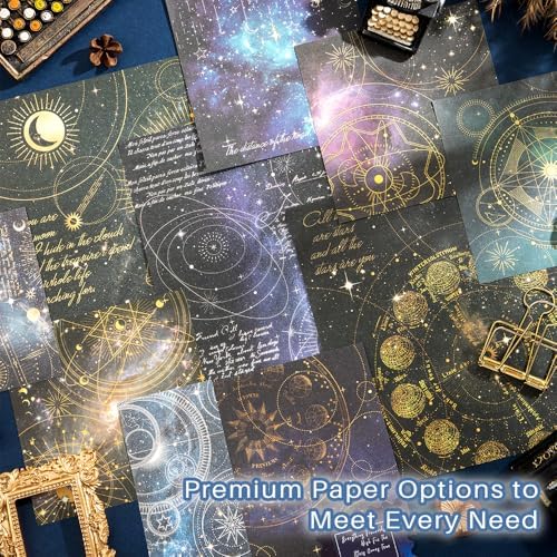 icceemee Scrapbooking Supplies Kit, Blue Starry Sky Scrapbooking Kit for Bullet Junk Journaling, Stationery, A6 Grid Notebook, Flower DIY Journaling Supplies, Birthday Craft Gift for Teen Girls - Image 4