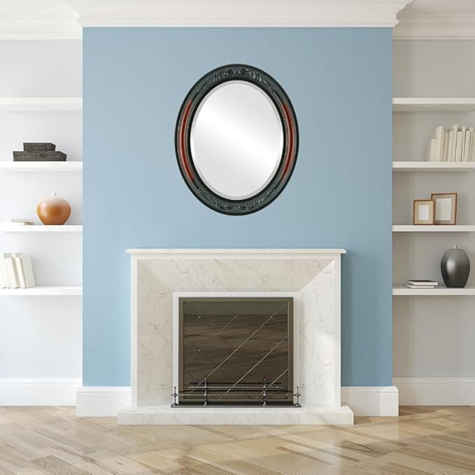 OVALCREST Oval Beveled Wall Mirror for Home Decor - Florence Style - Rosewood - 32" x 26"