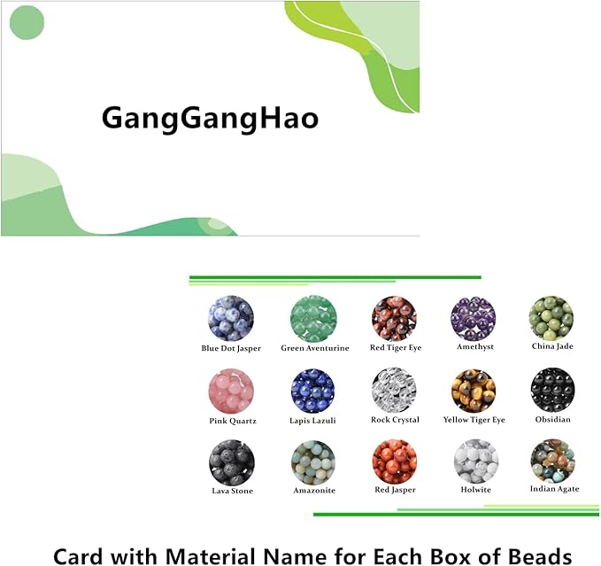 375pcs 8mm Polished Natural Stone Beads Crystals Round Genuine Real Stone Beading Loose Gemstone DIY for Bracelet Necklace Earrings(8mm,15 Color Mix-S2)