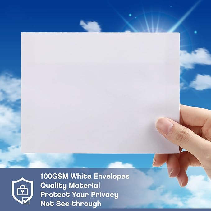 Fainne 800 Pcs White Envelopes Self Adhesive Printable Envelope Bulk for Invitation, Wedding, Baby Shower, Photography, Thank Note, Postcard, Greeting Card, Mailing, Graduation (A7 5.25 x 7.25 Inch)