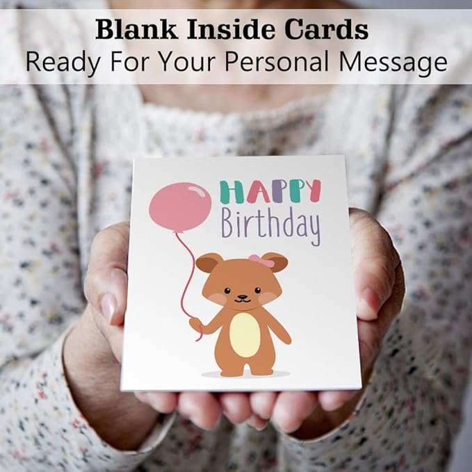 feela Birthday Cards Bulk, 160 Pack 40 Designs Happy Birthday Card Assortment Box with 160 Blank Envelopes 168 Pieces of Stickers 6 Washi Tapes, 4 X 6 Inches Greeting Cards For Girls Family Friends