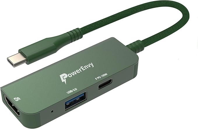 USB HUB,3-in-1 USB C Charging PD 100W,4K HDMI Adapter, USB A 3.0 Port 5Gbps Aluminum Portable Type C Adapter for MacBook Pro, MacBook Air, iPad Pro, XPS and More