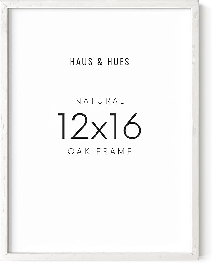HAUS AND HUES White Oak Wood 12x16 Picture Frame - Clean Modern Frame for Art Prints and Photos (White Oak Frame)