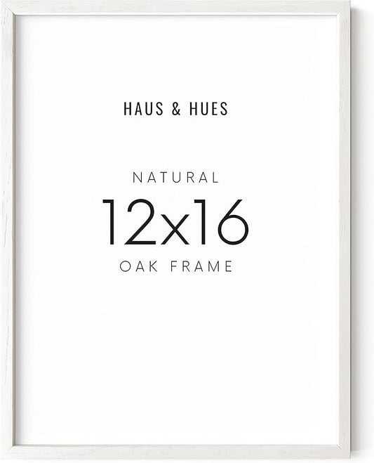 HAUS AND HUES White Oak Wood 12x16 Picture Frame - Clean Modern Frame for Art Prints and Photos (White Oak Frame)
