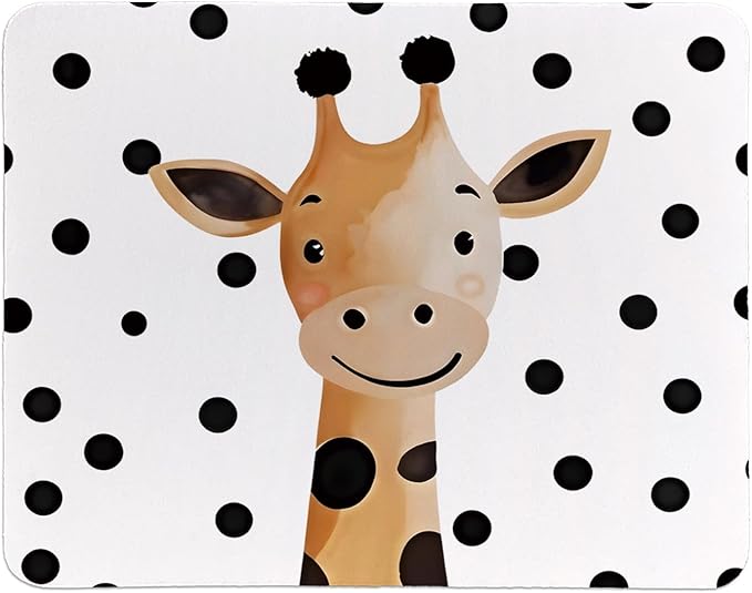 Rusenbao Cute Giraffe Mouse Pad, Cute Small Mouse Pads for Desk, Giraffe Gifts for Women, Gaming Mousepad for Wireless Mouse, Non-Slip Base, Computer, Office, Laptop, 9.5x7.9 Inch