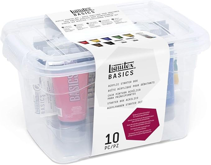 Liquitex BASICS Acrylic Paint Set, 9 x 75ml (2.4-oz), Starter Box