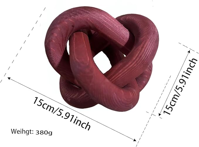 GUDAGUU Wood Knot Decor -Coffee Table Decor Shelf Decor Table Books Hand Carved Home Decoration Boho Country Rustic Modern Shabby Chic Style 3 Link Wooden Knot Chain Link Decor (Burgundy)