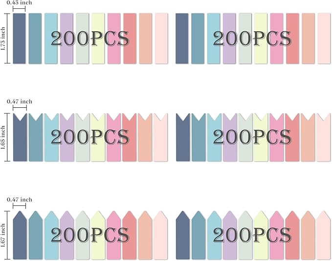 Temiary 1200 Pieces Transparent Sticky Index Tabs, Page Markers for Annotating, Translucent Morandi Arrow Flag Tab for Bookmarks Bible Tabs Notebook School Supplies