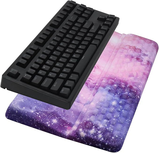 Computer Keyboard Stand Pad with Wrist Rest, Ergonomic Comfy Tilted Keyboard Holder, Keyboard Tray Support for Office Home (Galaxy Purple)