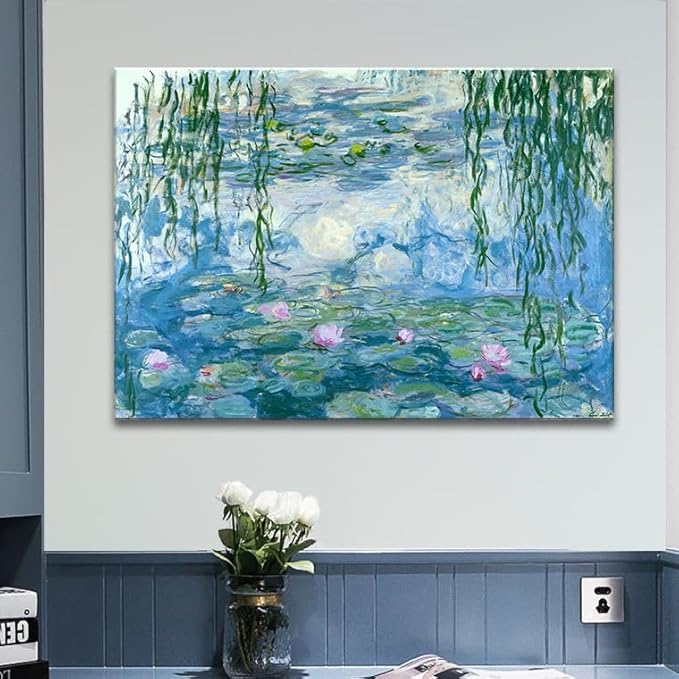 weiyiart Claude Monet Wall Art - Water Lilies Painting - Impressionist Oil Paintings Classic Art Reproductions - Canvas Prints Wall Art for Home Decor Unframed (12x15inches/30x38cm)