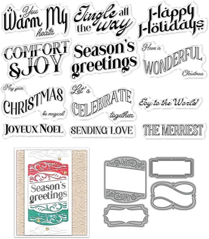 Letter Cards Stamps and Cutting Dies for Card Making DIY Transparent Silicone Clear Stamp and Metal Die Cuts Sets for Scrapbooking Paper Greeting Cards Decor Seals Craft Supplies