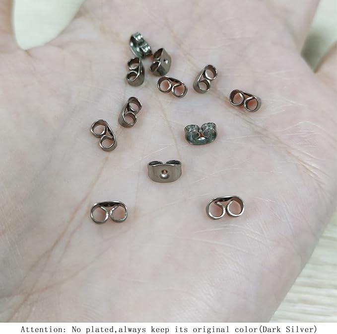 12pcs Pure Titanium Earring Backs Replacements Suit for 0.7-0.8mm Posts, Hypoallergenic Secure Ear Locking for Stud Earrings Nut for Posts