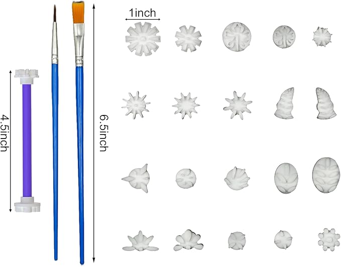 12 Pack Flower Petal Dotting Tools Set, Mandala Dot Art Tools for Rocks Painting, Ceramic & Glass, Includes 20 Different Embossing Tips for DIY Nail Art, Decorating Cakes and Cookies
