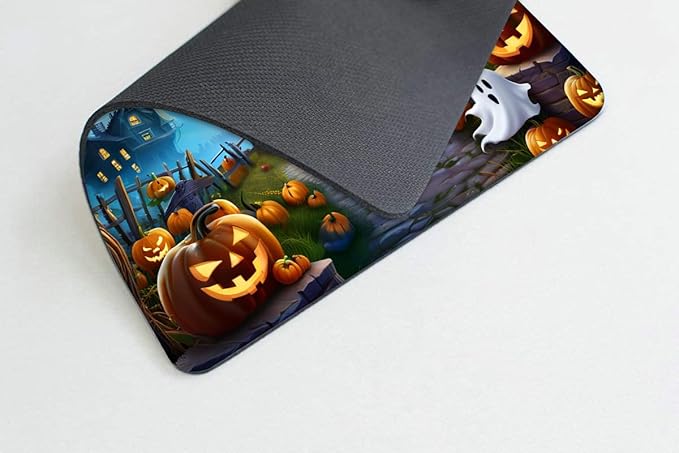 Square Mouse Pad Halloween Pumpkin Lanterns,Gaming Mouse Pads for Desk,Soft Computer Waterproof Non-Slip Mouse Mat