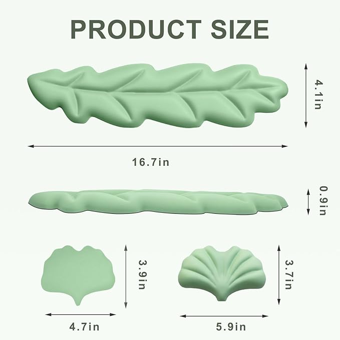 Ergonomic Leaf Keyboard and Mouse Wrist Rest Set, Extra Wide & Thick Memory Foam for Carpal Tunnel Pain Relief, Non-Slip Base, PC/Mac/Laptop, Gift for Office Work, Gaming