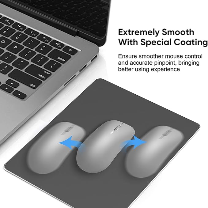 Metal Aluminum Mouse Pad, Office and Gaming Thin Hard Mouse Mat Double Sided Waterproof Fast and Accurate Control Mousepad for Laptop, Computer and PC,9.45 X 7.87 Inch,Black