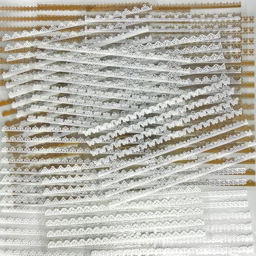 160 Pcs Transparent Lace Stickers for Scrapbooking Photo Album Card Making Journals Wedding Invitations Craft Project Decoration, White and Light Coffee Color PET Material, 40 Patterns - Image 3