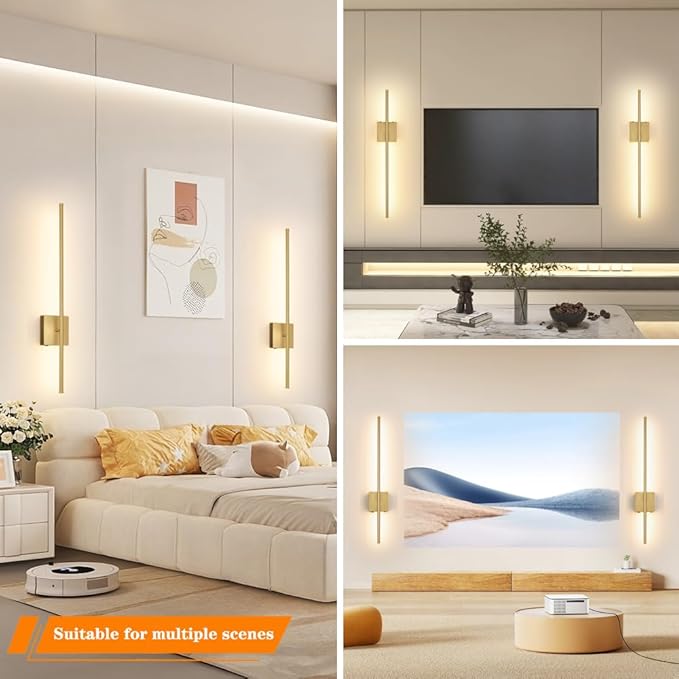 15000mAh Battery Operated Wall Sconce Set of 2, Brass USB Rechargeable Wall Sconces, Dimmable Gold Cordless Wall Sconces with Remote Control, LED Wireless Wall Light Lighting Time 24-120 Hours