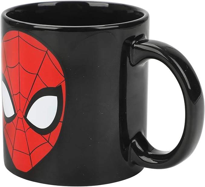 Spider-Man Mask 16 Oz Heat-Reactive Black Ceramic Mug