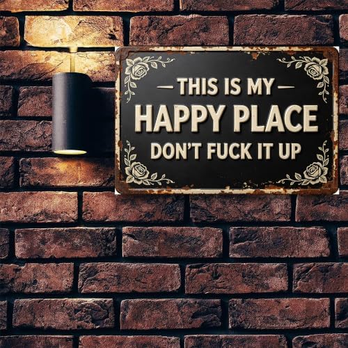 Vintage Happy Place Metal Sign,Retro Funny Home Tin Sign,Wall Aesthetics for Bar Pub Club Cafe Living Room Kitchen Restaurant Shop Office,8x12 Inches (Happy Place-03) - Image 2