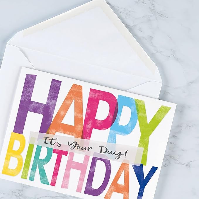 Current Confetti Fun Happy Birthday Greeting Card Set - Value Pack of 20 Cards With White Envelopes, 10 Designs, Large 5" x 7" Assortment