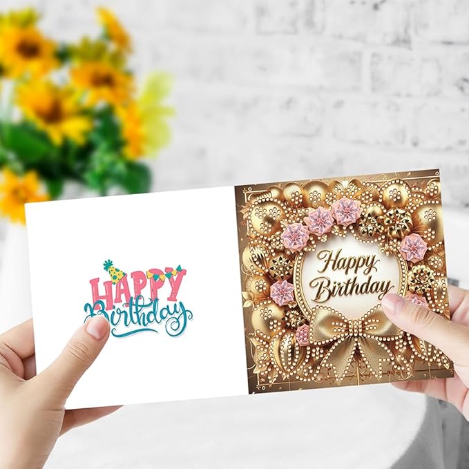 Ceitura 6Pcs DIY Diamond Art Painting Crafts Rhinestone Painting Greeting Card Making Kit Postcard for Holiday Christmas New Year Party Favors (Flower Birthday)