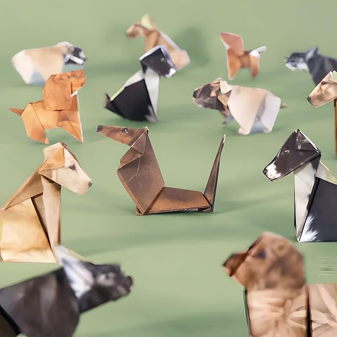 DIY Paper Cats Origami Kit for Making Cute Origami Cat, Crafts for Adults & Kids Activities Paper Cats for Desk Decoration, Gift for Cat Lovers & Valentine’s Day (Dogs Origami)